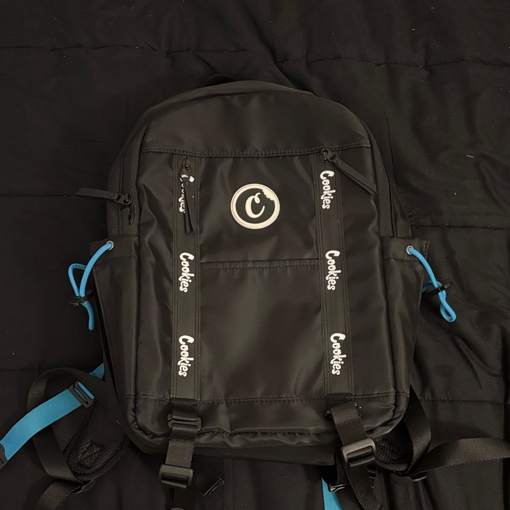 Cookies Black Backpack with Blue Accents